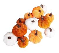 AIMEJZM Mini Pumpkins Set of 12 pcs Velvet Foam Autumn Decorative Artificial Pumpkins for Table Shelf Fall Season Halloween Accent Decor