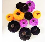 AIMEJZM Mini Pumpkins Set of 12 pcs Velvet Foam Autumn Decorative Artificial Pumpkins for Table Shelf Fall Season Halloween Accent Decor