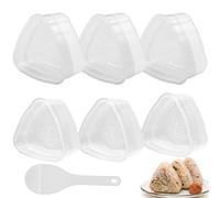 Aimeke Pack of 6 Onigiri Shape Triangle Onigiri Maker Large and Small Sushi Mould DIY Rice Ball Mould with Rice Spoon, Nigiri Sushi Maker for Kitchen Party Beginners