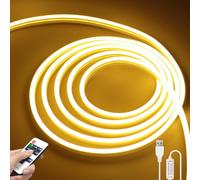 AIMENGTE LED Strip 3 m, 5 V Dimmable Neon Warm White LED Strip, CRI 90+ Waterproof 3000 K 360 LED Light Strip, Silicone DIY Flexible Light Strip for Kitchen, Living Room, Indoor, Outdoor Decoration
