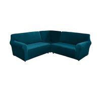 AIMENJOY 3-Piece Corner Sofa Cover L Shape 5/7 Seater Corner Couch Cover Soft Stretch Sectional Sofa Slipcover Thick Plush Velvet Protector Cover for Sofa Couch (Deep Teal,7-seater)