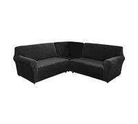 AIMENJOY 3-Piece Corner Sofa Cover L Shape 5/7 Seater Corner Couch Cover Soft Stretch Sectional Sofa Slipcover Thick Plush Velvet Protector Cover for Sofa Couch (Black,5-seater)