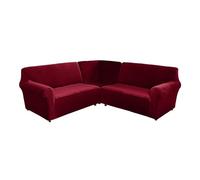 AIMENJOY 3-Piece Corner Sofa Cover L Shape 5/7 Seater Corner Couch Cover Soft Stretch Sectional Sofa Slipcover Thick Plush Velvet Protector Cover for Sofa Couch (Wine Red,5-seater)