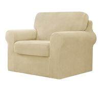 AIMENJOY 3 Pieces Stretch Sofa Cover 1 Seater with One Separate Cushions and Backrests Stylish Jacquard Spandex Fabric Sofa Slipcover for Living Room Furniture Protector (Beige,1 Seater-3Pieces)