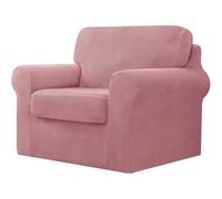 AIMENJOY 3 Pieces Stretch Sofa Cover 1 Seater with One Separate Cushions and Backrests Stylish Jacquard Spandex Fabric Sofa Slipcover for Living Room Furniture Protector (Pink,1 Seater-3Pieces)