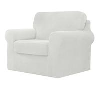 AIMENJOY 3 Pieces Stretch Sofa Cover 1 Seater with One Separate Cushions and Backrests Stylish Jacquard Spandex Fabric Sofa Slipcover for Living Room Furniture Protector (White,1 Seater-3Pieces)