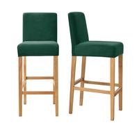 AIMENJOY Bar Stool Covers with Elastic Bottom, Stretch Velvet Dining Chair Covers for Pub Counter - Spandex Height Side Chair Covers Protector Slipcovers (Dark green,2)