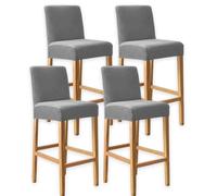 AIMENJOY Bar Stool Covers with Elastic Bottom, Stretch Velvet Dining Chair Covers for Pub Counter - Spandex Height Side Chair Covers Protector Slipcovers (Dark grey,4)