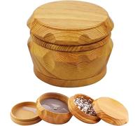 AIMENJOY Herb Grinder Wooden 4 Piece Grinder Spice Mini Crusher Mill with Pollen Catcher and Magnetic Lid (Light,2.5 X 1.8 inch)
