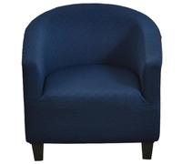 AIMENJOY Jacquard Club Chair Covers, Stretch Tub Chair Cover with Cushion Cover Leather Tub Chair Slipcover Pattern Washable non Slip Furniture Cover for Dining Living Room Reception (Navy)
