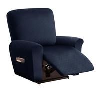AIMENJOY Recliner Chair Cover 1 Seater - Soft Thick Jacquard Stretch Recliner Couch Covers 4 Pieces Set, Sofa Chair Cover with Side Pocket for Recliner Sofa Chair Furniture Protector (Navy,1 Seater)