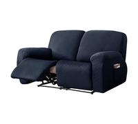 AIMENJOY Recliner Chair Cover 2 Seater - Soft Thick Jacquard Stretch Recliner Couch Covers 6 Pieces Set, Sofa Chair Cover with Side Pocket for Recliner Sofa Chair Furniture Protector (Navy,2 Seater)