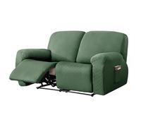 AIMENJOY Recliner Chair Cover 2 Seater - Soft Thick Jacquard Stretch Recliner Couch Covers 6 Pieces Set, Sofa Chair Cover with Side Pocket for Recliner Sofa Chair Furniture Protector (Green,2 Seater)