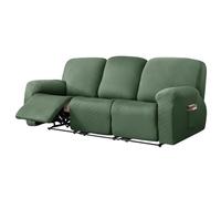 AIMENJOY Recliner Chair Cover 3 Seater - Soft Thick Jacquard Stretch Recliner Couch Covers 8 Pieces Set, Sofa Chair Cover with Side Pocket for Recliner Sofa Chair Furniture Protector (Green,3 Seater)