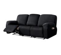 AIMENJOY Recliner Chair Cover 3 Seater - Soft Thick Jacquard Stretch Recliner Couch Covers 8 Pieces Set, Sofa Chair Cover with Side Pocket for Recliner Sofa Chair Furniture Protector (Black,3 Seater)
