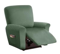 AIMENJOY Recliner Chair Cover - Soft Thick Jacquard Stretch, 4 Pieces Set, Green, Washable, Stretch Fit, Polyester Blend, Indoor Recliner Chair Protection