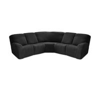 AIMENJOY Recliner Slipcover, L Shape Sectional Recliner Sofa Covers, 5 Seater Jacquard Stretch Reclining Couch Covers for Reclining L Shape Sofa, Thick, Soft, Washable (Black)