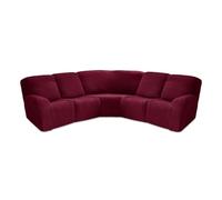 AIMENJOY Recliner Slipcover, L Shape Sectional Recliner Sofa Covers, 5 Seater Jacquard Stretch Reclining Couch Covers for Reclining L Shape Sofa, Thick, Soft, Washable (Wine red)