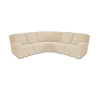 AIMENJOY Recliner Slipcover, L Shape Sectional Recliner Sofa Covers, 5 Seater Jacquard Stretch Reclining Couch Covers for Reclining L Shape Sofa, Thick, Soft, Washable (Beige)