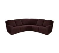 AIMENJOY Recliner Slipcover, L Shape Sectional Recliner Sofa Covers, 5 Seater Jacquard Stretch Reclining Couch Covers for Reclining L Shape Sofa, Thick, Soft, Washable (Brown)