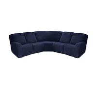 AIMENJOY Recliner Slipcover, L Shape Sectional Recliner Sofa Covers, 5 Seater Jacquard Stretch Reclining Couch Covers for Reclining L Shape Sofa, Thick, Soft, Washable (Navy)