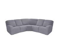 AIMENJOY Recliner Slipcover, L Shape Sectional Recliner Sofa Covers, 5 Seater Jacquard Stretch Reclining Couch Covers for Reclining L Shape Sofa, Thick, Soft, Washable (Grey)