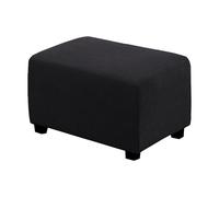 AIMENJOY Rectangle Ottoman Cover, Stretch Jacquard Footstool Protector Covers, Foot Stool Protector with Elastic Bottom, Machine Washable Storage Ottoman Slipcover (Black,Large)