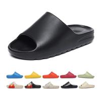 AIMENJOY Slides Slippers for Women and Men Non-Slip Quick Dry Shower Slippers Ultra-Soft Thick Sole House Pillow Slides for Indoor & Outdoor (Black,8 UK)