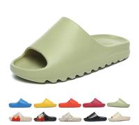 AIMENJOY Slides Slippers for Women and Men Non-Slip Quick Dry Shower Slippers Ultra-Soft Thick Sole House Pillow Slides for Indoor & Outdoor (Green,8 UK)