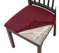 AIMENJOY Stretch Chair Seat Covers for Dining Room, Jacquard Dining Chair Seat Protectors Chair Slipcovers for Kitchen, Office, Bar Wedding Party Decor (Wine red,2)