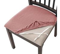 AIMENJOY Stretch Chair Seat Covers for Dining Room, Jacquard Dining Chair Seat Protectors Chair Slipcovers for Kitchen, Office, Bar Wedding Party Decor (Pink,4)