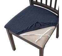 AIMENJOY Stretch Chair Seat Covers for Dining Room, Jacquard Dining Chair Seat Protectors Chair Slipcovers for Kitchen, Office, Bar Wedding Party Decor (Navy blue,6)