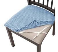 AIMENJOY Stretch Chair Seat Covers for Dining Room, Jacquard Dining Chair Seat Protectors Chair Slipcovers for Kitchen, Office, Bar Wedding Party Decor (Light blue,4)