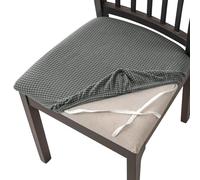 AIMENJOY Stretch Chair Seat Covers for Dining Room, Jacquard Dining Chair Seat Protectors Chair Slipcovers for Kitchen, Office, Bar Wedding Party Decor (Dark grey,2)