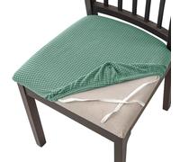 AIMENJOY Stretch Chair Seat Covers for Dining Room, Jacquard Dining Chair Seat Protectors Chair Slipcovers for Kitchen, Office, Bar Wedding Party Decor (Light green,6)