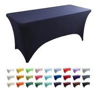AIMENJOY Stretch Spandex Tablecloth, Rectangular Table Cover 4FT / 6FT / 8FT, Washable and Wrinkle Resistant Market Stall Table Cover for Banquet Folding Table Event Wedding (Blue Dark,6FT - 2 Pack)