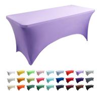 AIMENJOY Stretch Spandex Tablecloth, Rectangular Table Cover 4FT / 6FT / 8FT, Washable and Wrinkle Resistant Market Stall Table Cover for Banquet Folding Table Event Wedding (Purple,6FT - 2 Pack)