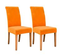 AIMENJOY Stretchy Chair Covers Dining Chair Covers Velvet Fabric Chair Slipcovers Seat Covers for Dining Room Kitchen Banquet Hotel Home Decor (Orange,2)