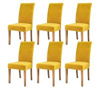 AIMENJOY Stretchy Chair Covers Dining Chair Covers Velvet Fabric Chair Slipcovers Seat Covers for Dining Room Kitchen Banquet Hotel Home Decor (Yellow Dark,6)