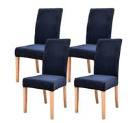 AIMENJOY Stretchy Chair Covers Dining Chair Covers Velvet Fabric Chair Slipcovers Seat Covers for Dining Room Kitchen Banquet Hotel Home Decor (Navy Blue,4)