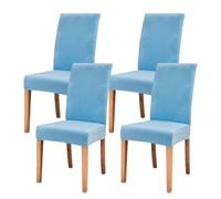AIMENJOY Stretchy Chair Covers Dining Chair Covers Velvet Fabric Chair Slipcovers Seat Covers for Dining Room Kitchen Banquet Hotel Home Decor (Blue Medium,4)