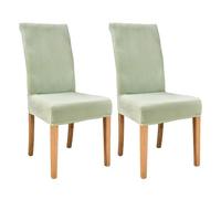 AIMENJOY Stretchy Chair Covers Dining Chair Covers Velvet Fabric Chair Slipcovers Seat Covers for Dining Room Kitchen Banquet Hotel Home Decor (Green Light,2)