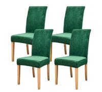 AIMENJOY Stretchy Chair Covers Dining Chair Covers Velvet Fabric Chair Slipcovers Seat Covers for Dining Room Kitchen Banquet Hotel Home Decor (Green Medium,4)