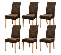 AIMENJOY Stretchy Chair Covers Dining Chair Covers Velvet Fabric Chair Slipcovers Seat Covers for Dining Room Kitchen Banquet Hotel Home Decor (Brown,6)