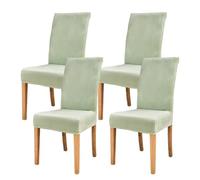 AIMENJOY Stretchy Chair Covers Dining Chair Covers Velvet Fabric Chair Slipcovers Seat Covers for Dining Room Kitchen Banquet Hotel Home Decor (Green Light,4)