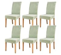 AIMENJOY Stretchy Chair Covers Dining Chair Covers Velvet Fabric Chair Slipcovers Seat Covers for Dining Room Kitchen Banquet Hotel Home Decor (Green Light,6)