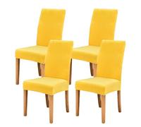 AIMENJOY Stretchy Chair Covers Dining Chair Covers Velvet Fabric Chair Slipcovers Seat Covers for Dining Room Kitchen Banquet Hotel Home Decor (Yellow Light,4)