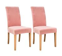 AIMENJOY Stretchy Chair Covers Dining Chair Covers Velvet Fabric Chair Slipcovers Seat Covers for Dining Room Kitchen Banquet Hotel Home Decor (Pink Light,2)