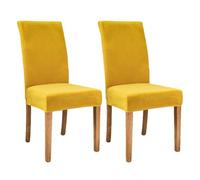 AIMENJOY Stretchy Chair Covers Dining Chair Covers Velvet Fabric Chair Slipcovers Seat Covers for Dining Room Kitchen Banquet Hotel Home Decor (Yellow Dark,2)