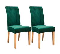 AIMENJOY Stretchy Chair Covers Dining Chair Covers Velvet Fabric Chair Slipcovers Seat Covers for Dining Room Kitchen Banquet Hotel Home Decor (Green Dark,2)